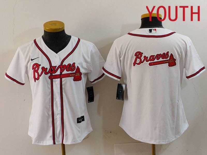 Youth Atlanta Braves Blank White Game 2024 Nike MLB Jersey style 3->->